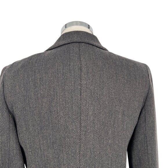 Lafayette 148 New York Herringbone Wool Blend Blazer Single Button Gray Size 4 - Picture 6 of 11